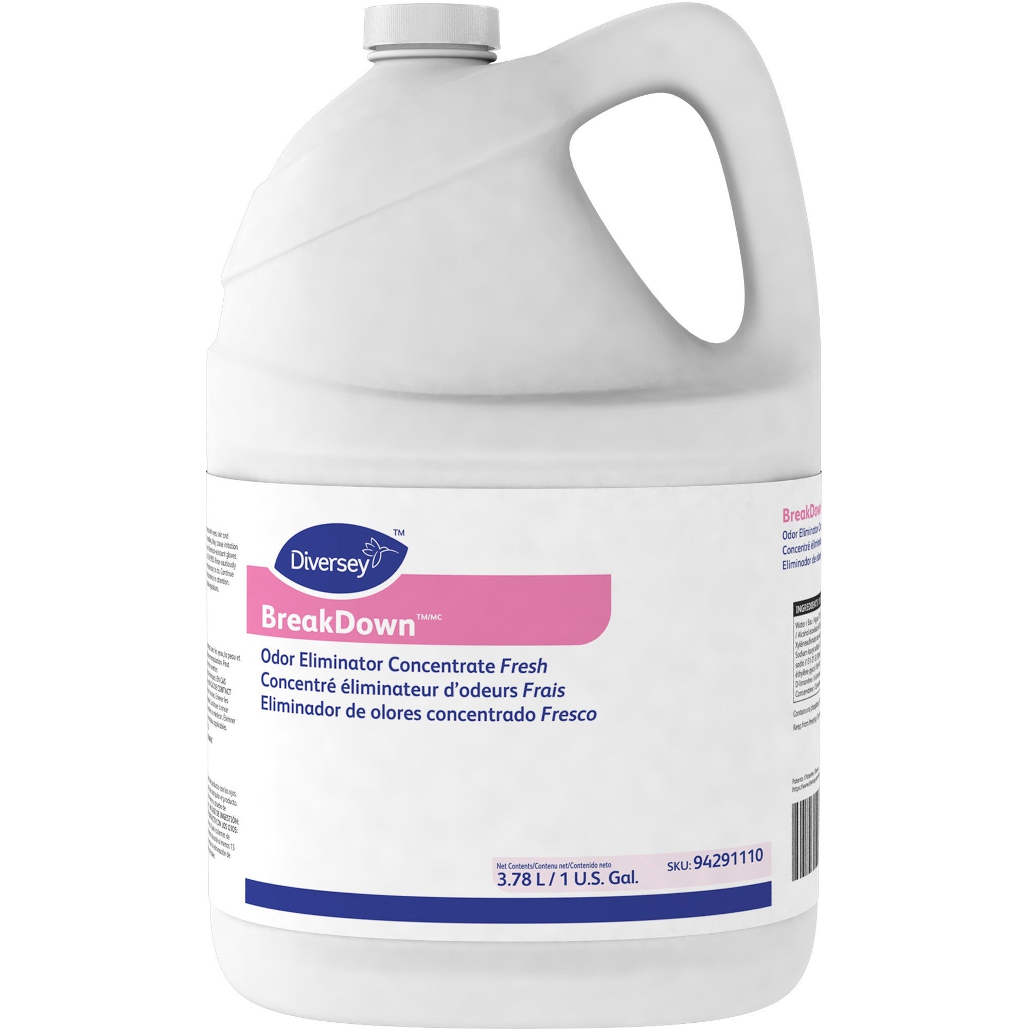 Diversey Fresh Odor Eliminator Concentrate - For Multi Surface - Ready-To-Use/Concentrate - Liquid - 128 fl oz (4 quart) - Fresh Scent - Bactericide - Red - 4 / Carton