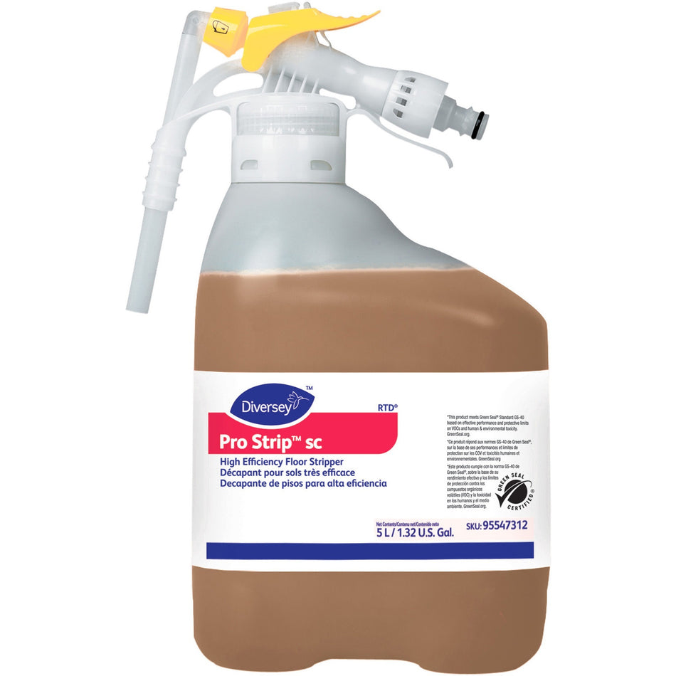 Diversey SC High Efficiency Floor Stripper - Non Ammoniated, Butyl-free, Low Odor, Fast Acting, Low Foaming - White - 1 Each