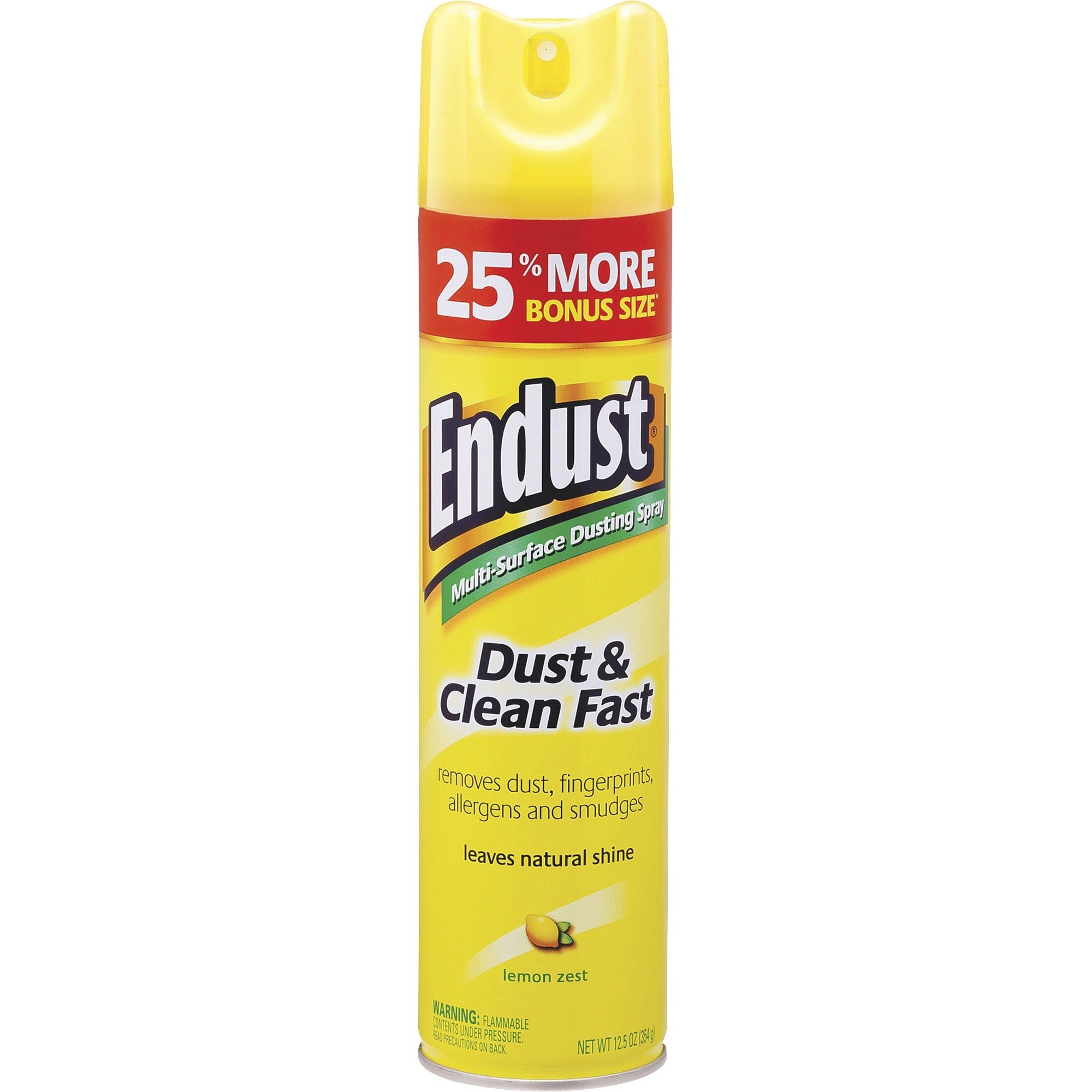 Diversey ENDUST Lemon Dust & Clean Spray - Ready-To-Use - 12.50 oz (0.78 lb) - Lemon Zest Scent - Hypoallergenic, Fragrance-free, Fast Acting, Silicon-free, Easy to Use, Residue-free - Clear - 1 Each