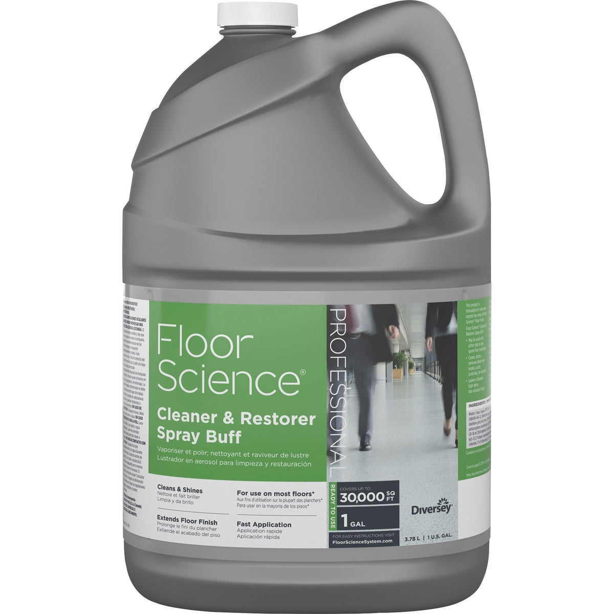 Diversey Floor Science Cleaner Spray Buff - Ready-To-Use - 128 fl oz (4 quart) - Characteristic Scent - Durable - Straw - 1 Each