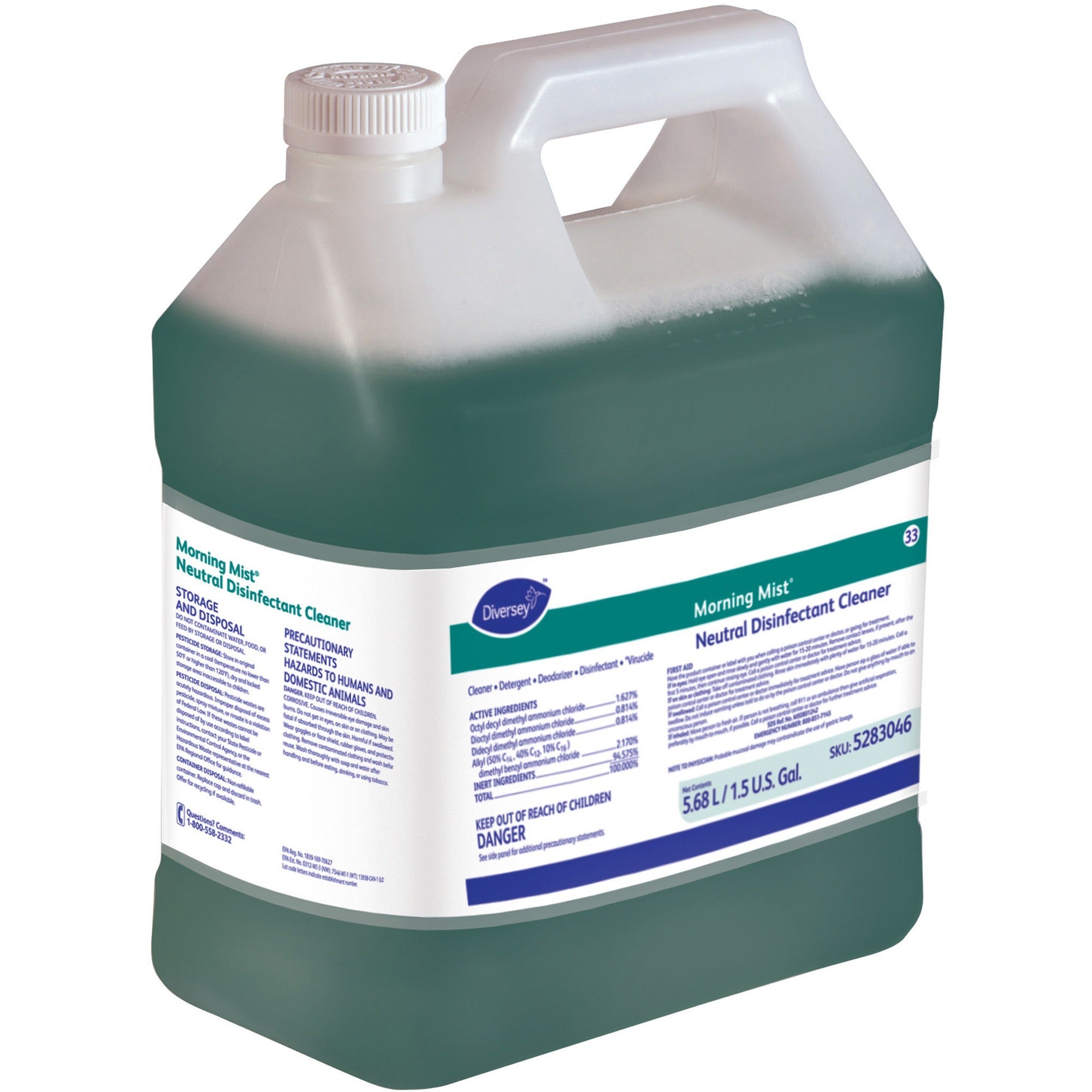 Diversey Quaternary Disinfectant Cleaner - Ready-To-Use - 192 fl oz (6 quart) - Fresh Scent - Deodorize - Blue - 2 / Carton