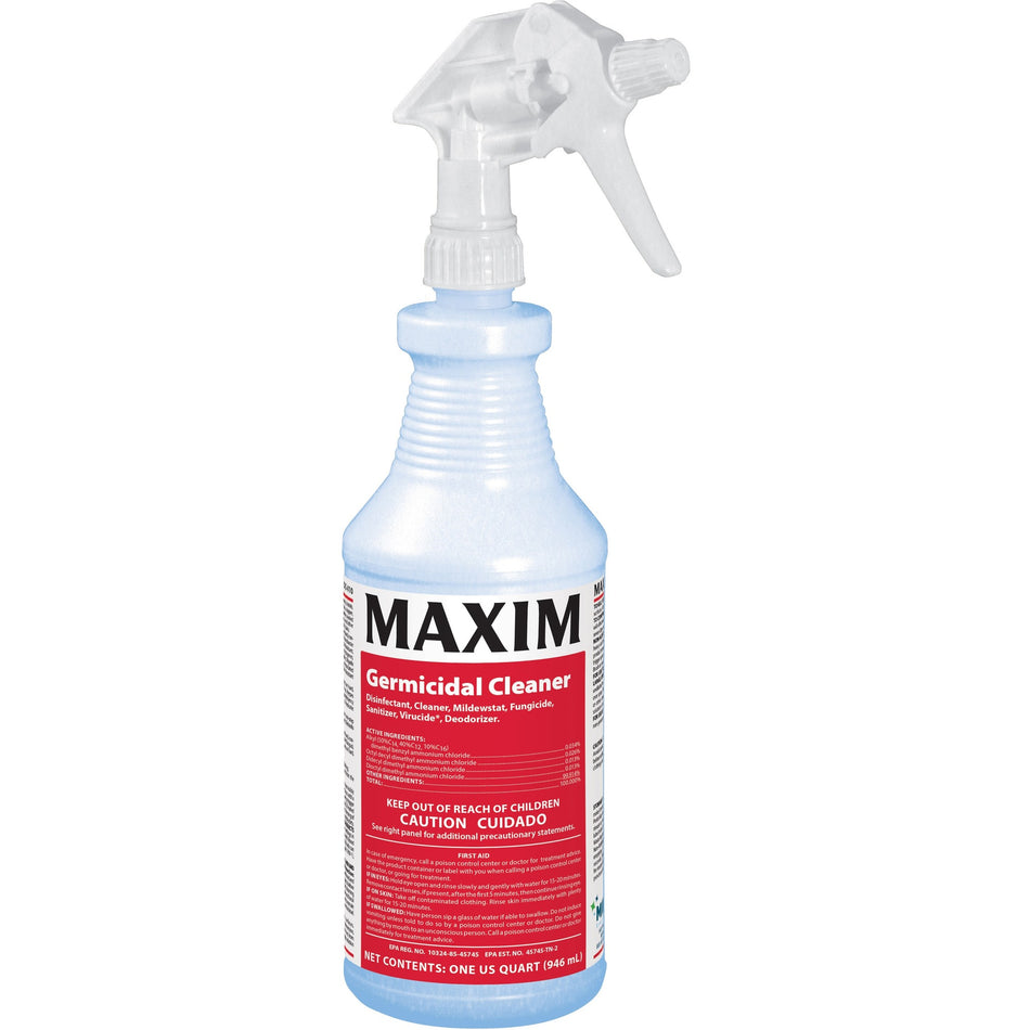 Maxim Germicidal Cleaner - Deodorant, Disinfectant, Non-porous - Yellow - 12 / Carton