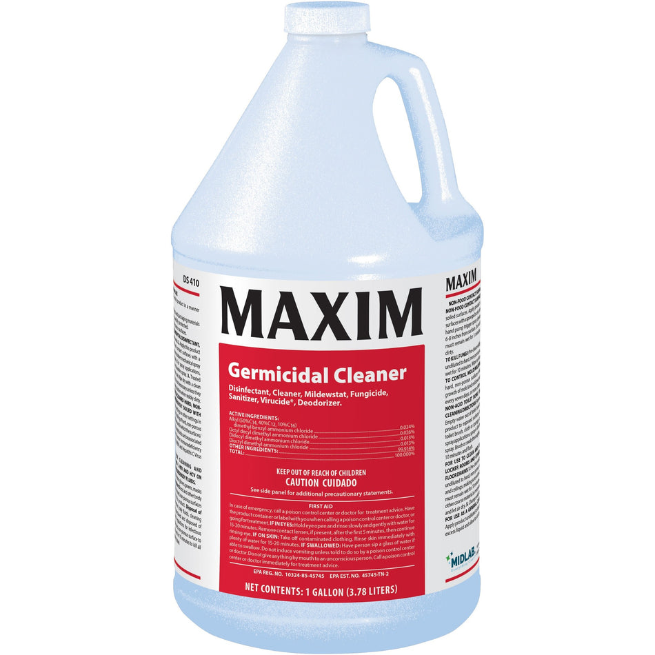Maxim Germicidal Cleaner - Deodorant, Disinfectant, Non-porous - Yellow - 4 / Carton
