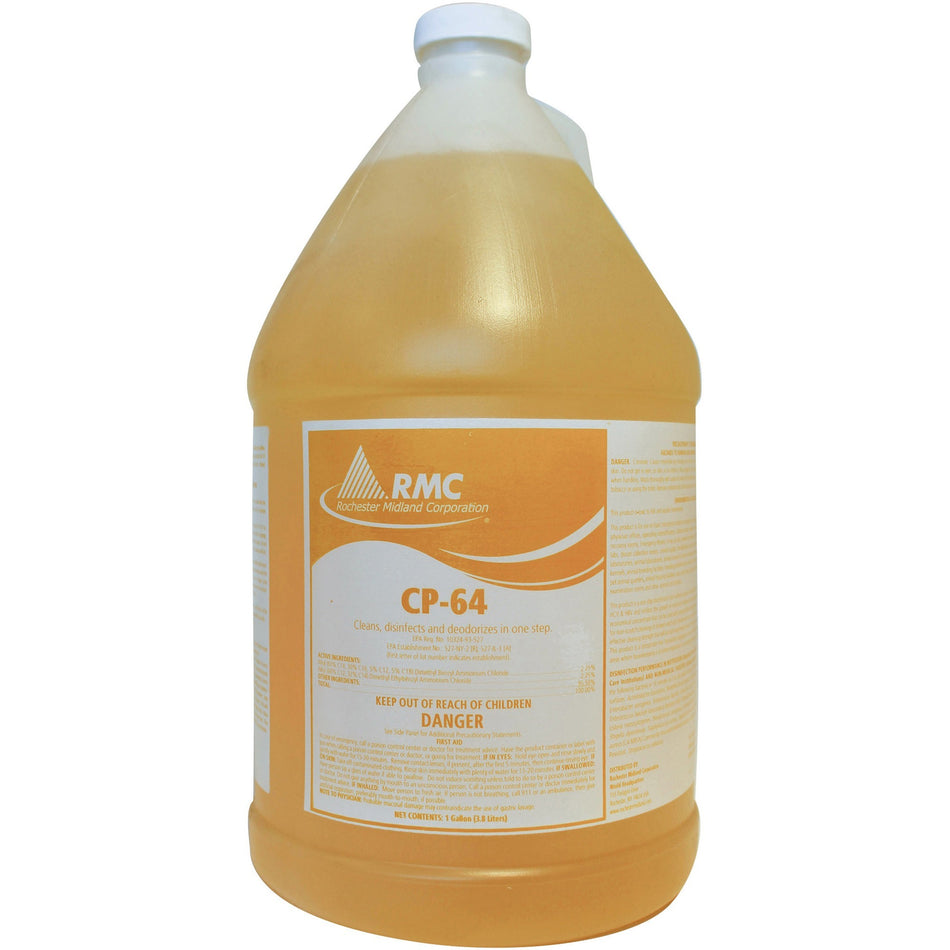 RMC CP-64 Hospital Disinfectant - Concentrate - 128 fl oz (4 quart) - Fresh Lemon Scent - Deodorize - Yellow - 1 Each