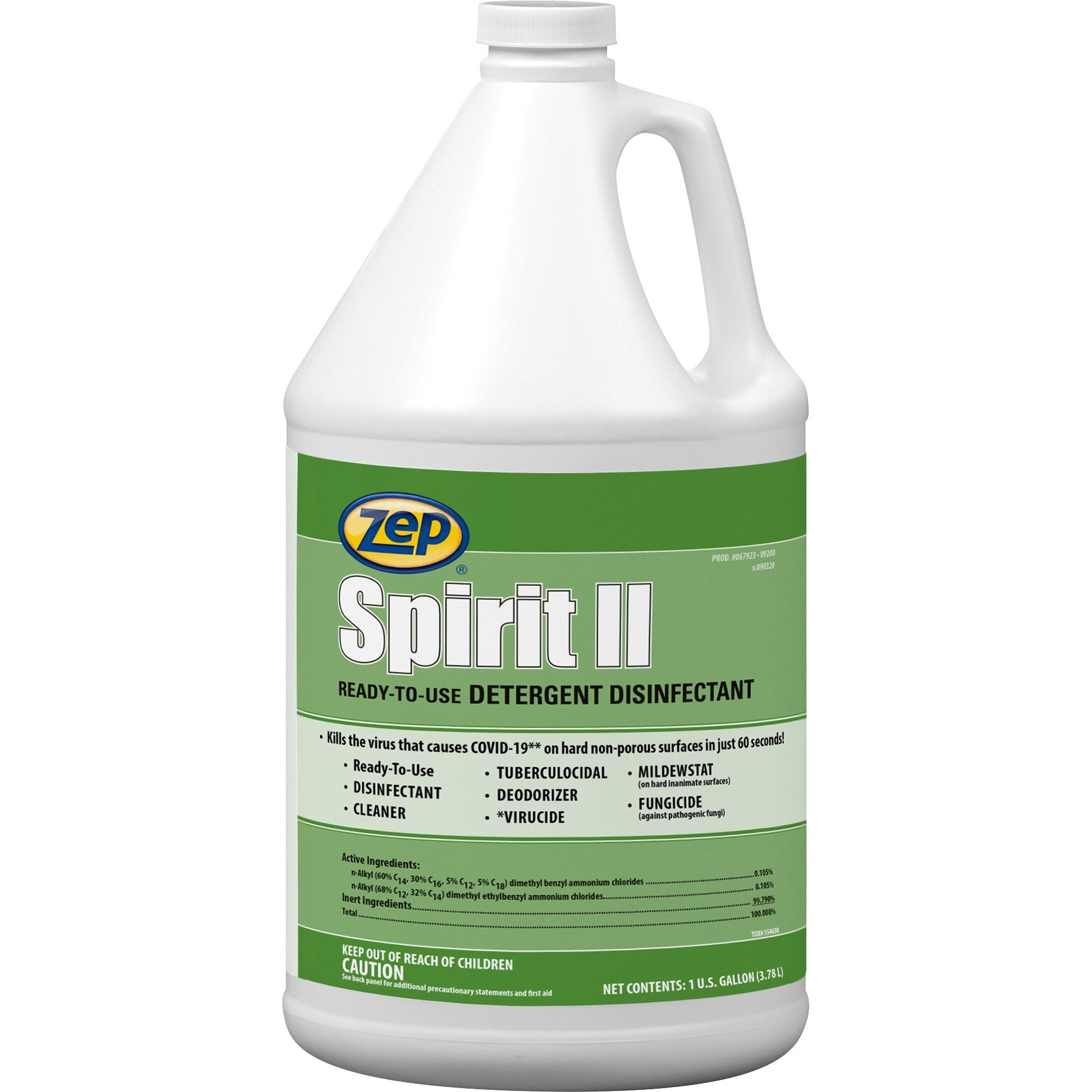 Zep Spirit II Detergent Disinfectant - Ready-To-Use - 128 fl oz (4 quart) - Deodorant, Easy to Use, Non-porous - Multi Bottle - 1 Each