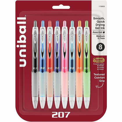 uniball™ 207 Fashion Gel Pens - 0.7 mm Pen Point - Retractable - Assorted Ink - 8 / Pack
