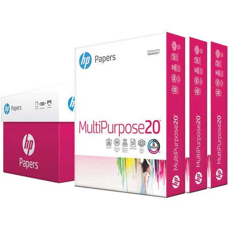 HP Papers MultiPurpose20 Paper - White - 96 Brightness - Letter - 8 1/2" x 11" - 20 lb Basis Weight - White - 500 Sheets per Ream - 3 / Carton