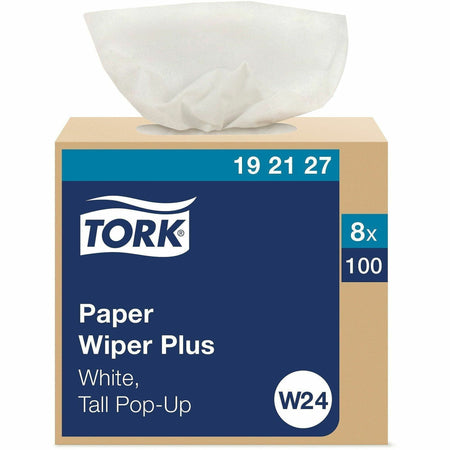 TORK Paper Wiper Plus White W24 - For Multipurpose - Wipe - 16.25" Length x 25" Width - Recommended For: Oil Remover, Grease Remover, Solvent Remover, Spill Remover - Disposable, Absorbent, Durable, Strong - White - 100/Box - 8 / Carton