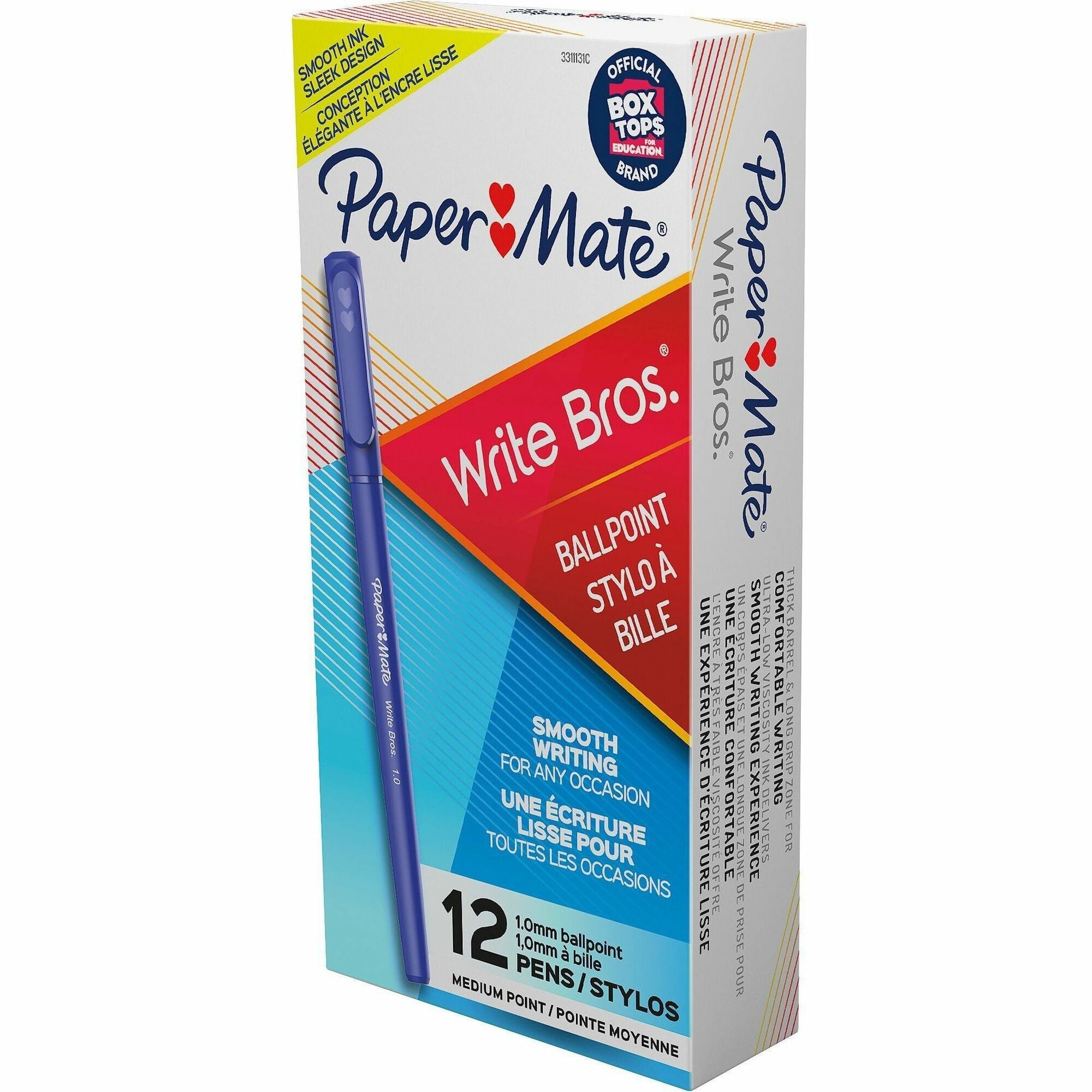 Paper Mate Write Bros. Ballpoint Stick Pens - Medium Pen Point - Blue Ink - Blue Barrel - 1 Dozen