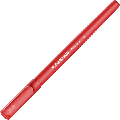 Paper Mate Ballpoint Stick Pens: Medium Point Red Ink Barrel - 1 Dozen - Pens