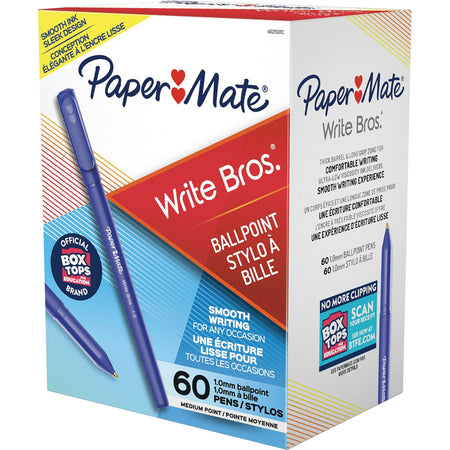 Paper Mate Medium Tip Capped Ball Point Pens - Medium Pen Point - Blue Ink - 60 / Box