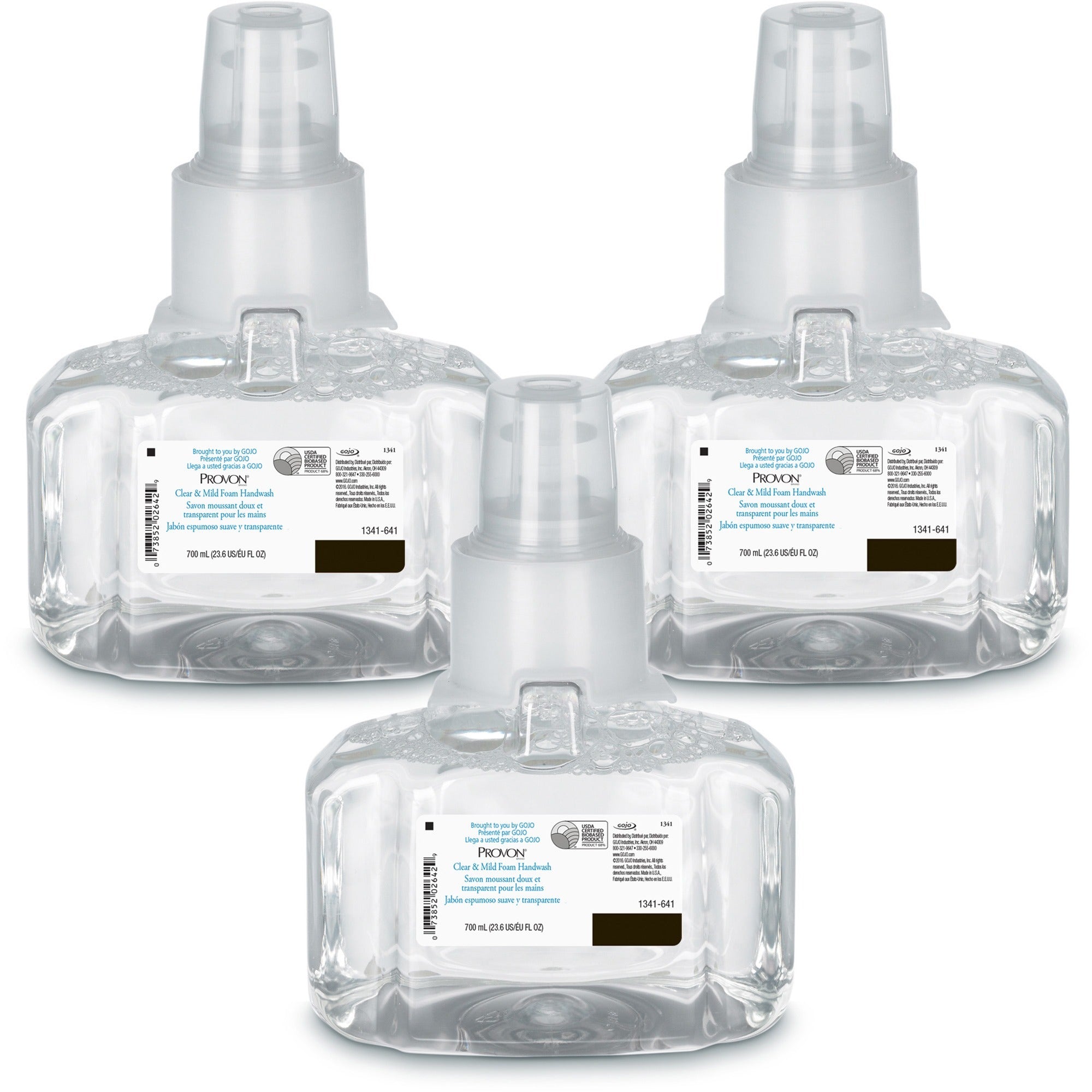 Provon LTX-7 Clear & Mild Foam Handwash Refill - Fragrance-free Scent - 23.67 fl oz - Pump Bottle Dispenser - Kill Germs - Hand - Moisturizing - Clear - Rich Lather, Dye-free, Bio-based - 3 / Carton