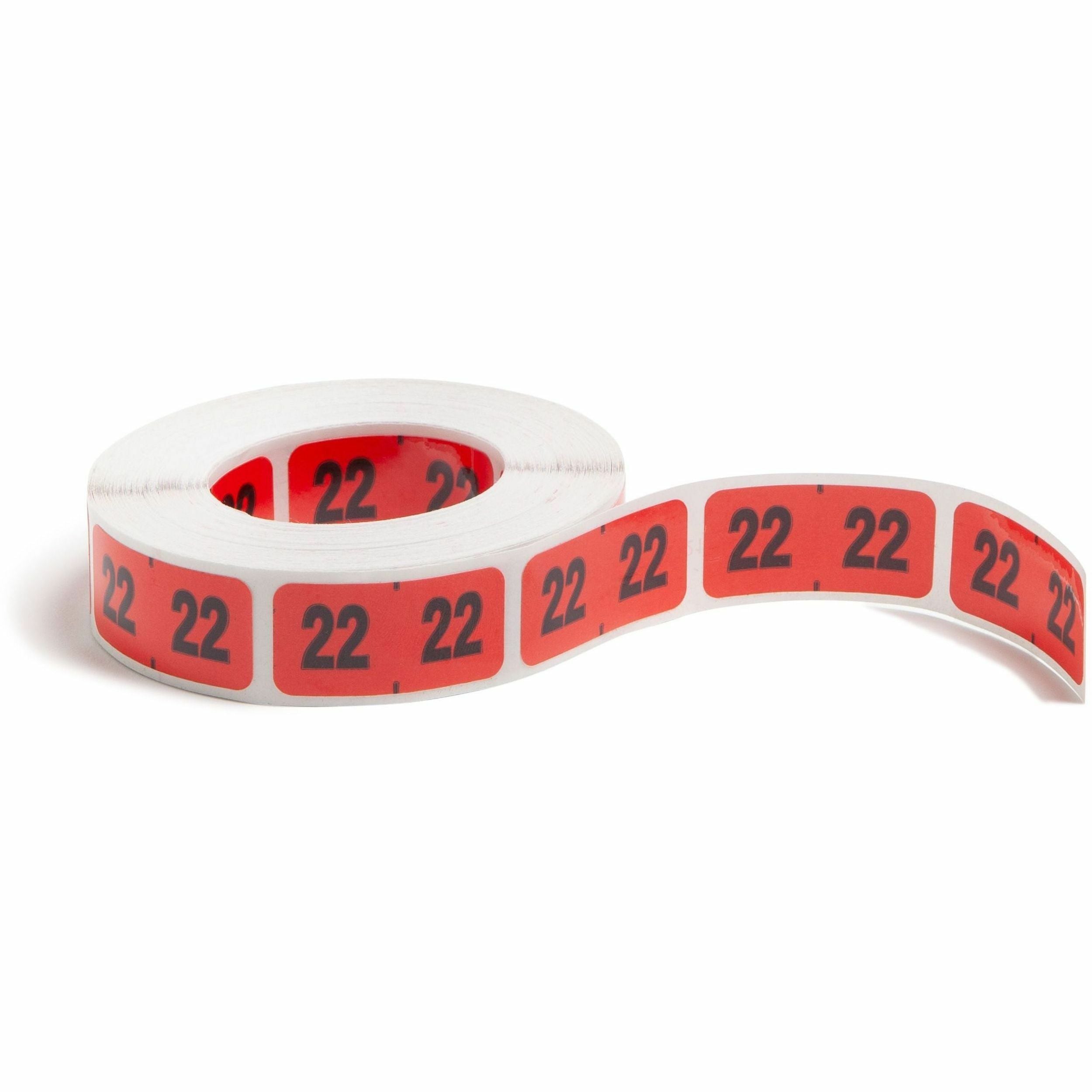 Smead ETYJ Color-Coded Year Labels - 2022 - x 1 1/2" Width x 3/4" Length - Rectangle - Red - Laminated - 500 / Roll