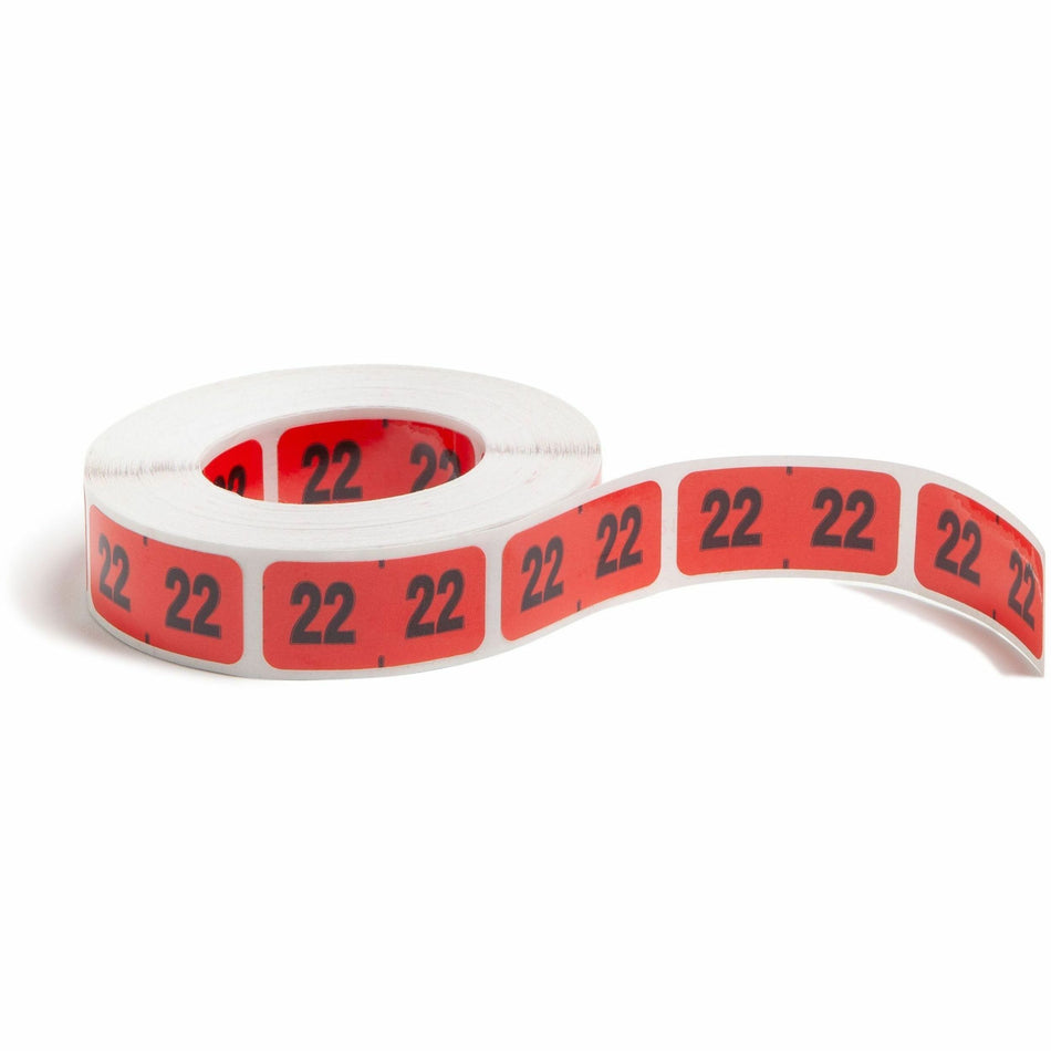 Smead ETYJ Color-Coded Year Labels - 2022 - x 1 1/2" Width x 3/4" Length - Rectangle - Red - Laminated - 500 / Roll