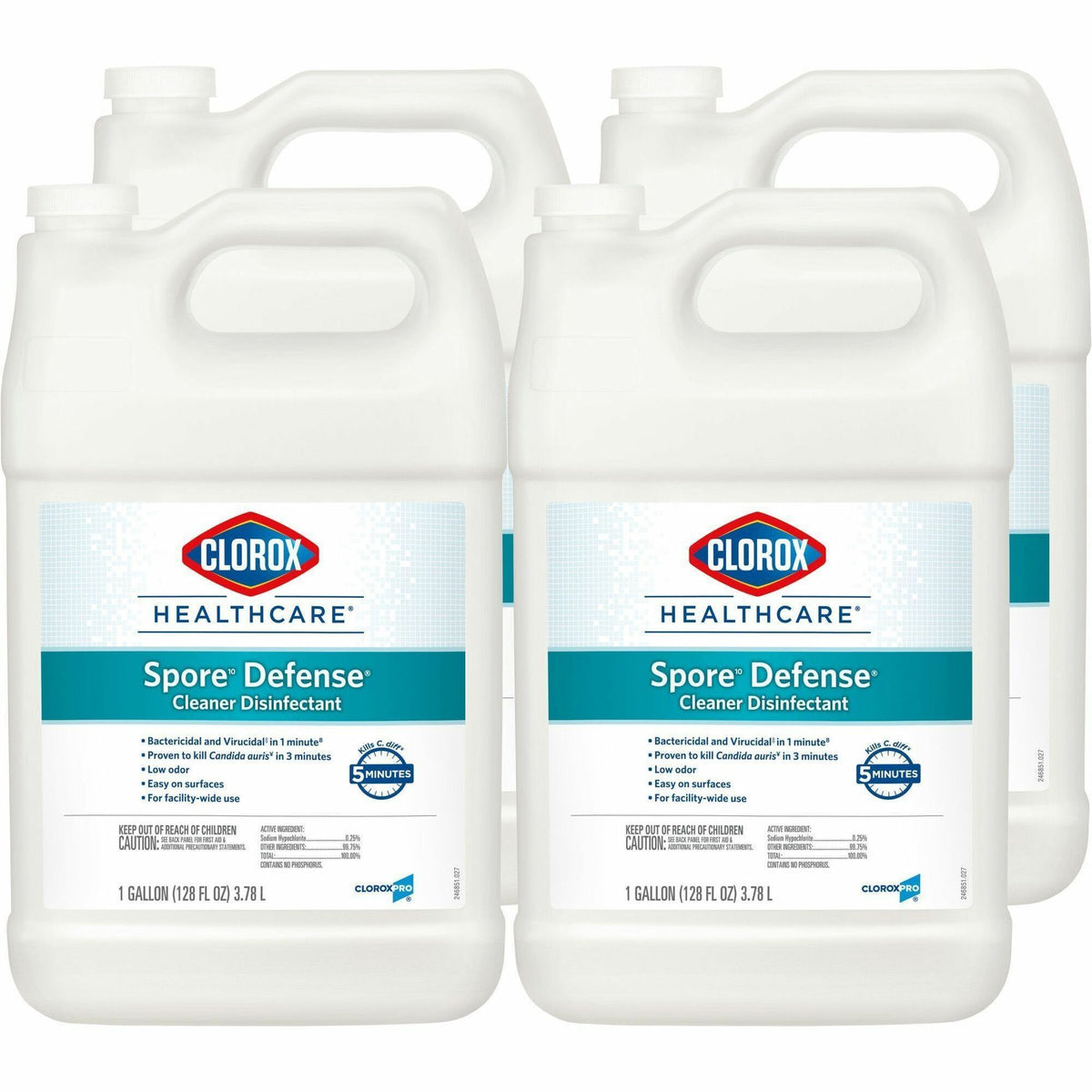 Clorox Healthcare Spore10 Defense Cleaner Disinfectant Refill - Ready-To-Use - 128 fl oz (4 quart) - Low Odor, Antibacterial, Closed System - White Bottle - 4 / Carton