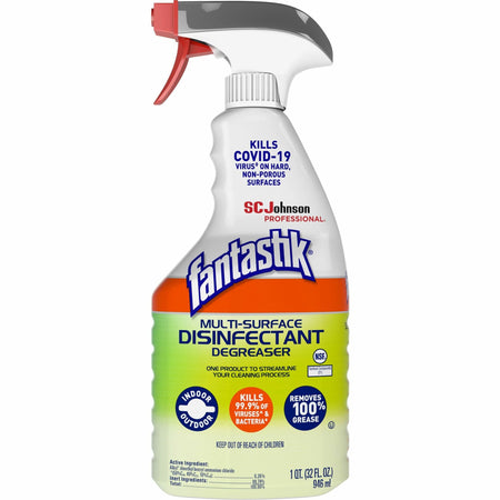 fantastik® Multisurface Disinfectant Degreaser Spray - 32 fl oz (1 quart) - Fresh Scent - Disinfectant, Easy to Use, Rinse-free, Deodorize, Non-porous - Green - 1 Each