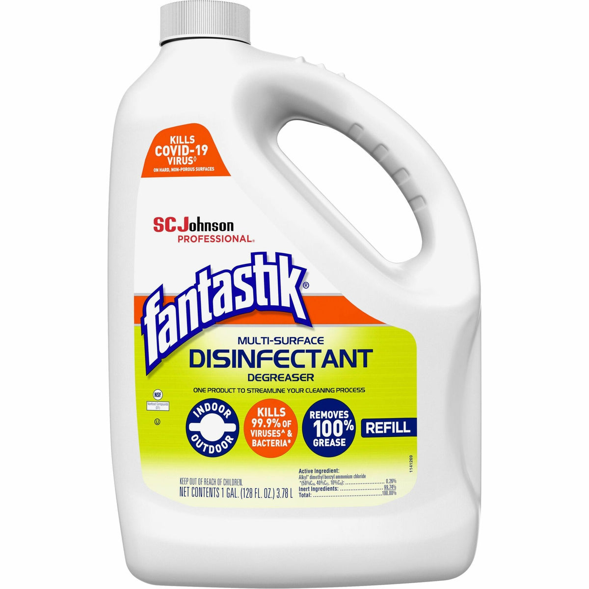 fantastik® Disinfectant Degreaser - 128 fl oz (4 quart) - Fresh Scent - Disinfectant, Easy to Use, Rinse-free, Deodorize, Non-porous - White - 1 Each