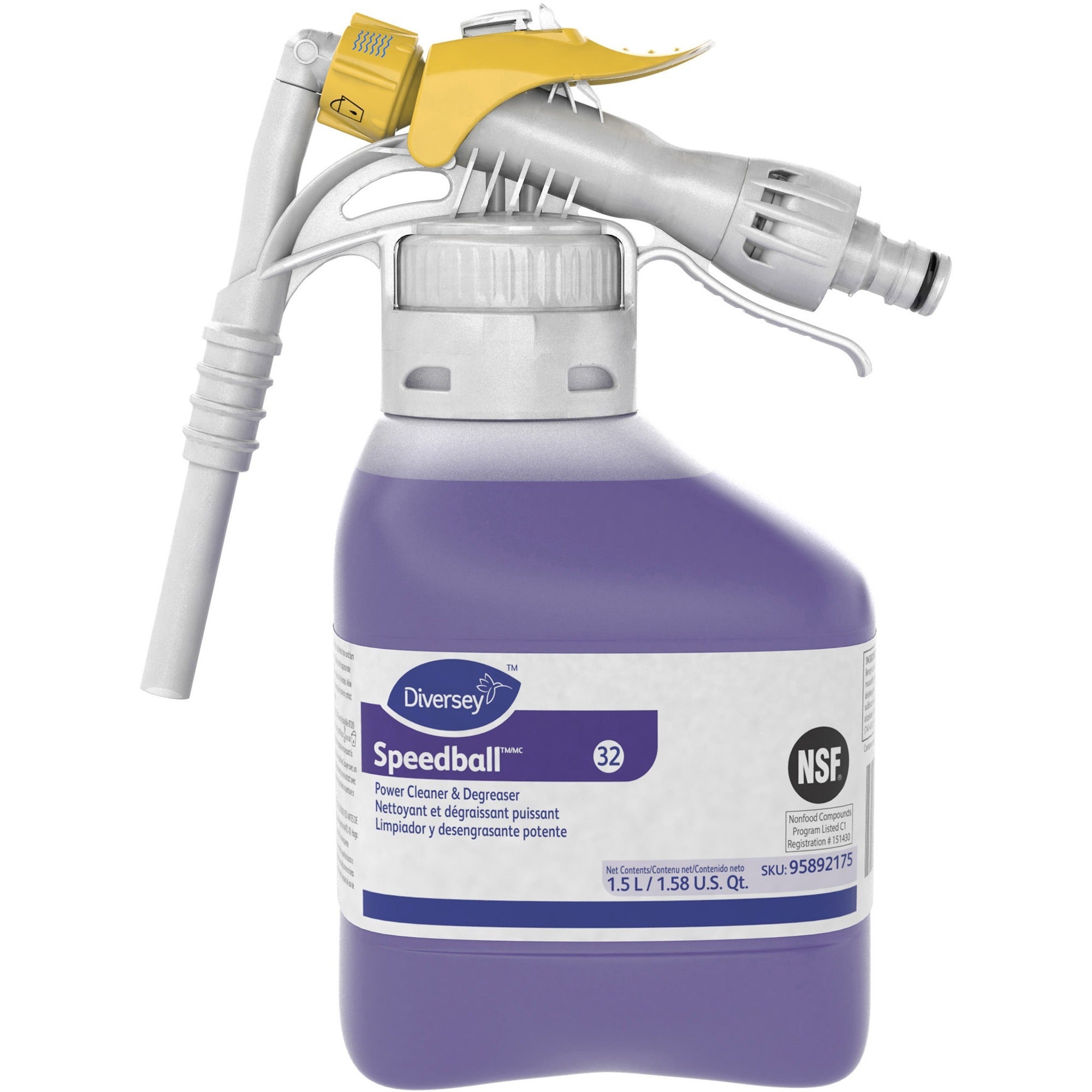 Diversey Power Cleaner & Degreaser - 50.7 fl oz (1.6 quart) - Citrus Scent - Easy to Use, Rinse-free, Butyl-free, Heavy Duty, Low Odor - Purple - 2 / Carton
