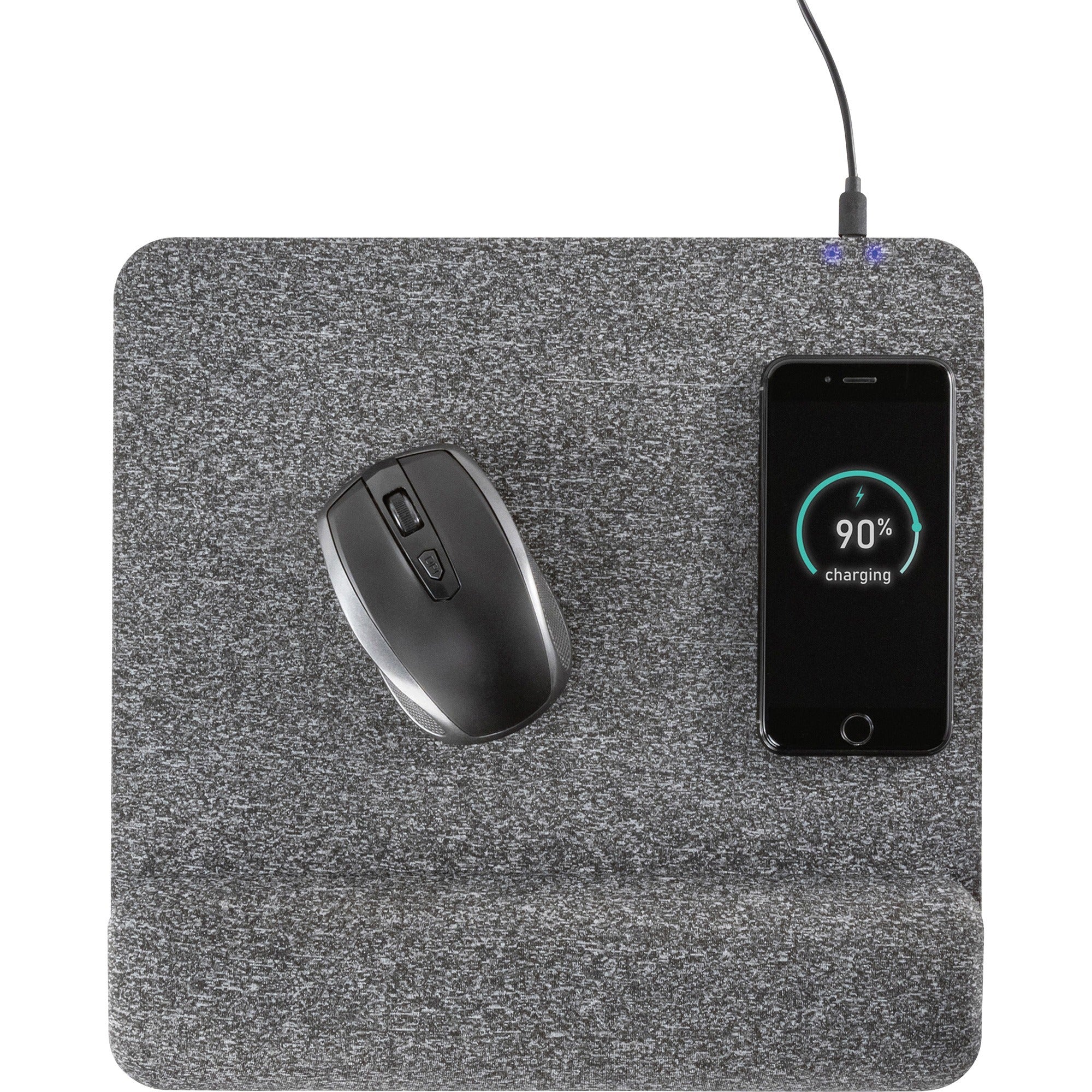 Allsop PowerTrack Plush Wireless Charging Mousepad - (32304) - 1.85" Height x 11.60" Width - Gray - Memory Foam - Mouse - Retail - 1 Each