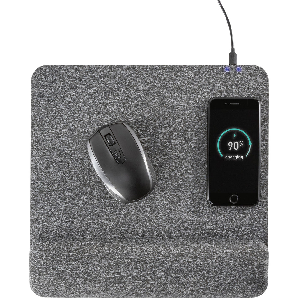 Allsop PowerTrack Plush Wireless Charging Mousepad - (32304) - 1.85" Height x 11.60" Width - Gray - Memory Foam - Mouse - Retail - 1 Each