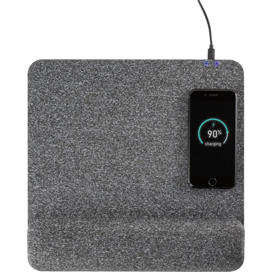 Allsop PowerTrack Plush Wireless Charging Mousepad - (32304) - 1.85" Height x 11.60" Width - Gray - Memory Foam - Mouse - Retail - 1 Each