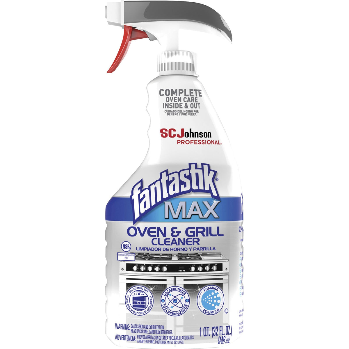 fantastik® Max Oven & Grill Cleaner - 32 fl oz (1 quart) - Heavy Duty, Non-corrosive - White - 8 / Carton