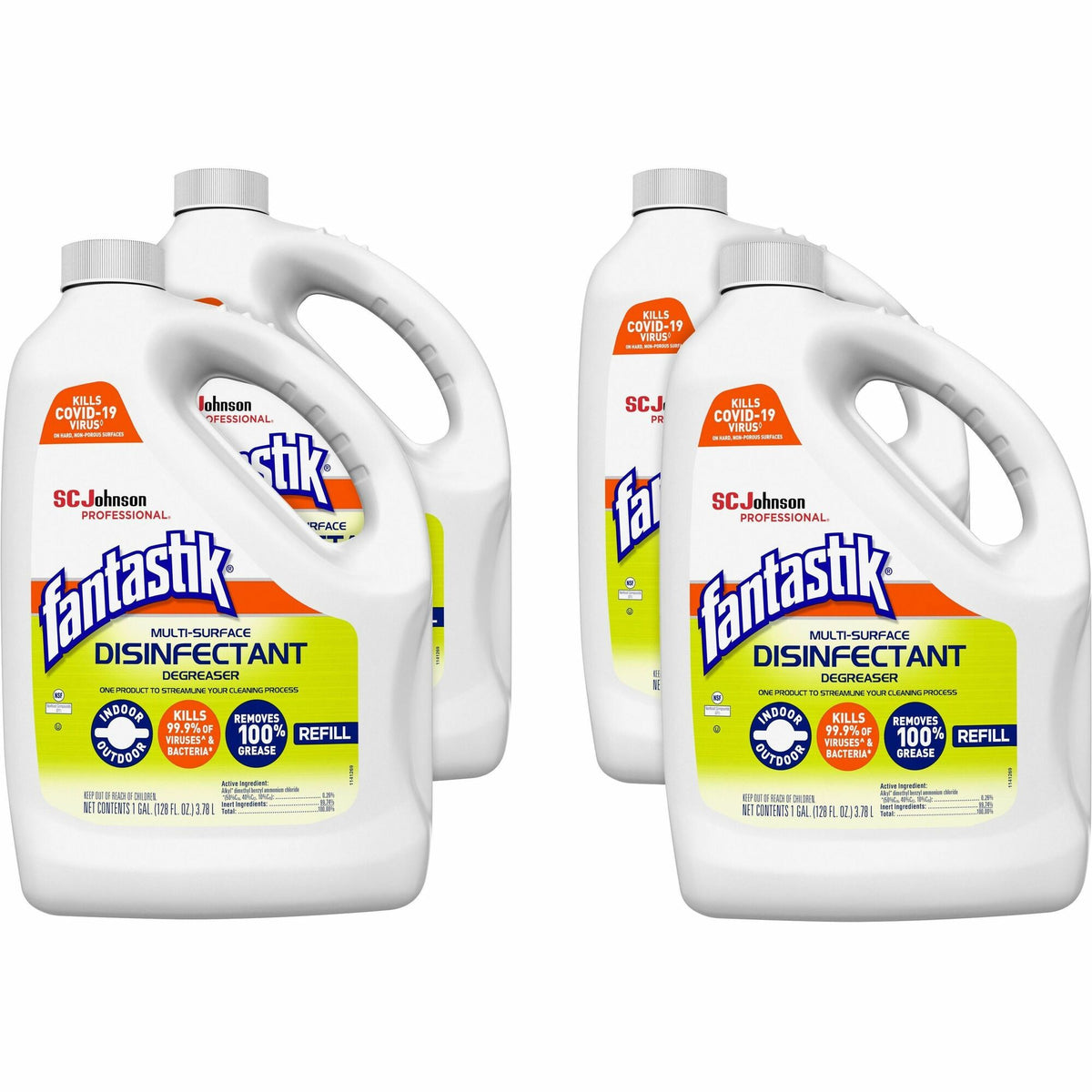 fantastik® Disinfectant Degreaser - 128 fl oz (4 quart) - Fresh Scent - Disinfectant, Easy to Use, Rinse-free, Deodorize, Non-porous - White - 4 / Carton