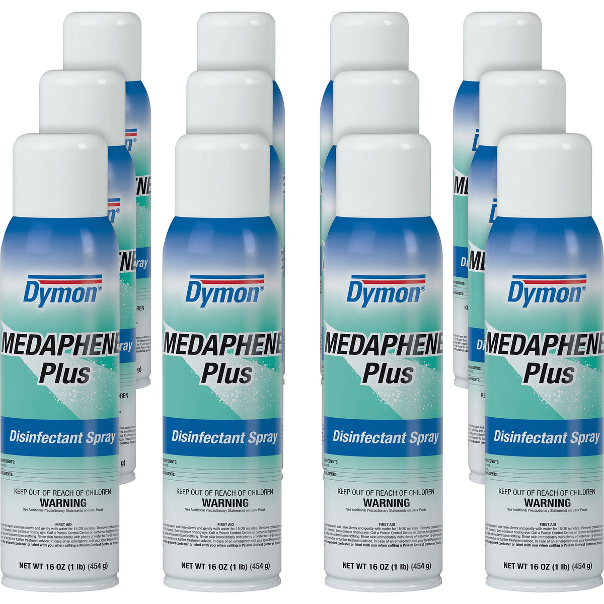 Dymon Medaphene Plus Disinfectant Spray - 16 fl oz (0.5 quart) - Pleasant Scent - Non-porous - Aqua - 12 / Carton