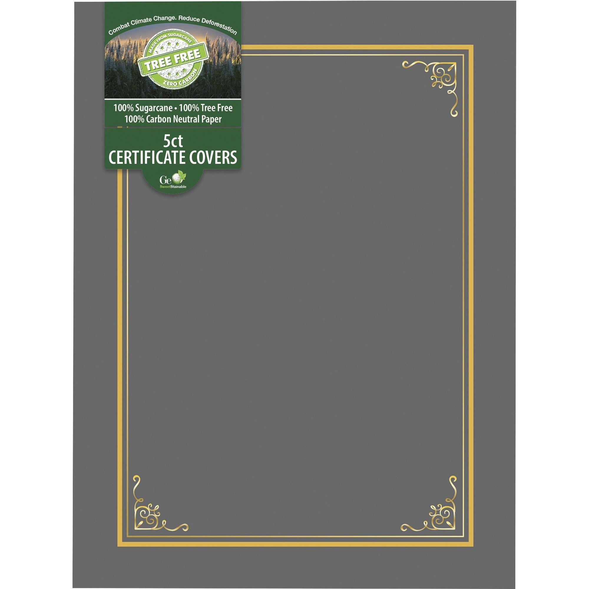 Geographics Letter Certificate Holder - 8 1/2" x 11" - Gray - 5 / Pack