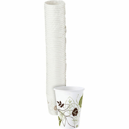 Dixie Pathways 10 oz Paper Hot Cups By GP Pro - 10 fl oz - White - Paper - Hot Drink - 50 / Pack