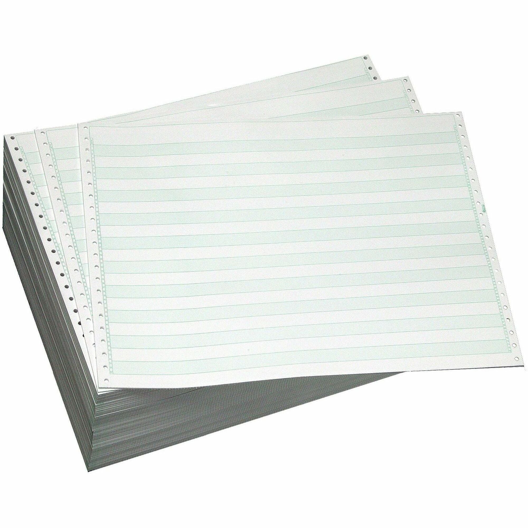 Domtar Continuous Paper - 14 7/8" x 11" - 18 lb Basis Weight - Acid-free, Carbonless, Unperforated, Uncoated, Break Resistant - Green, Multicolor - 1 Case