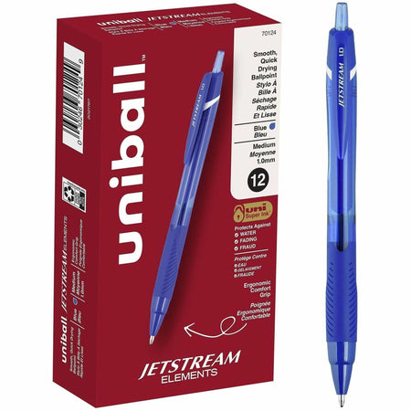 uniball&#8482; Jetstream Elements Ballpoint Pen - 1 mm Medium Pen Point - Blue Ink - Gel-based - 1 Dozen