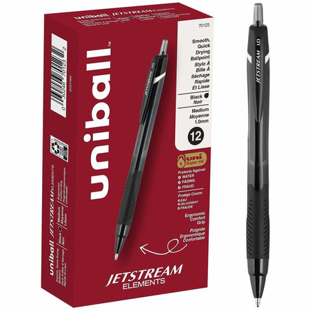 uniball&#8482; Jetstream Elements Ballpoint Pen - 1 mm Medium Pen Point - Black Ink - Gel-based - 1 Dozen