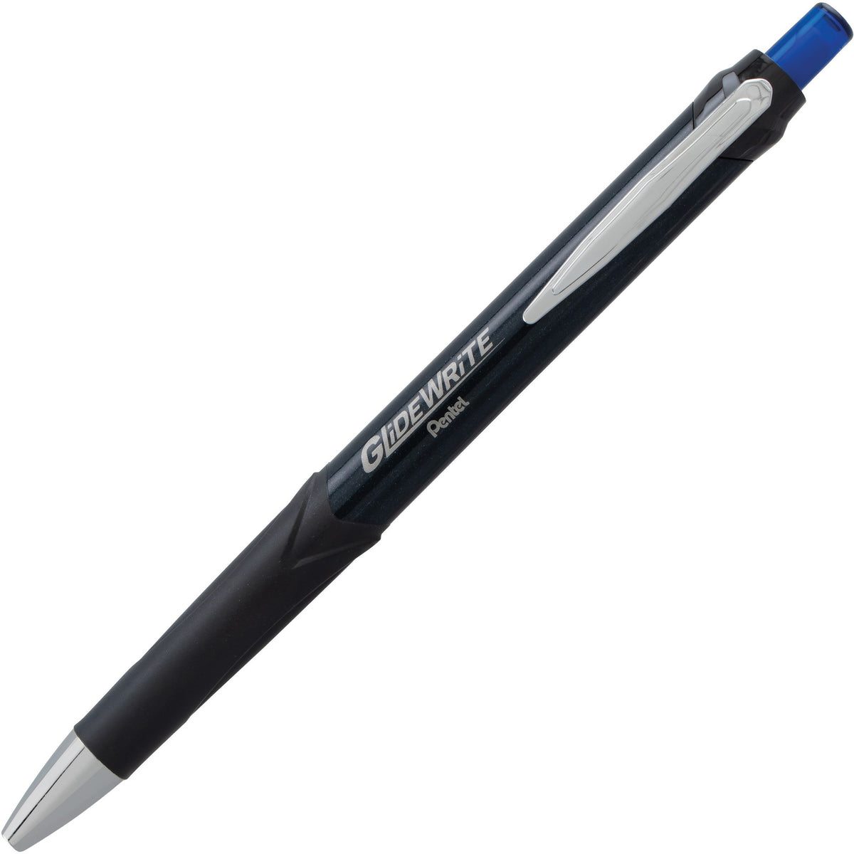 Pentel GlideWrite Signature Gel Ballpoint Pen - 1 mm Pen Point - Blue Ink - Gel-based - Black Barrel - 1 Dozen