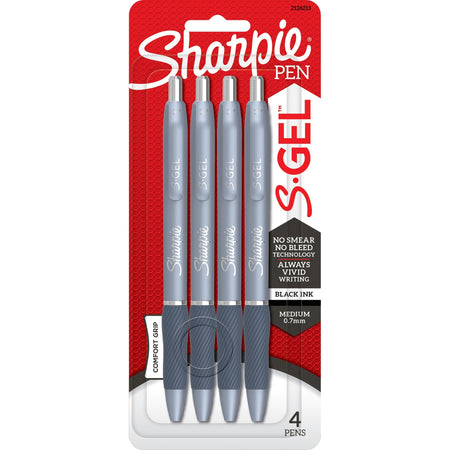 Sharpie S-Gel Pens - 0.7 mm Pen Point - Black Ink - Gel-based - Fashion Blue Barrel - 4 / Pack