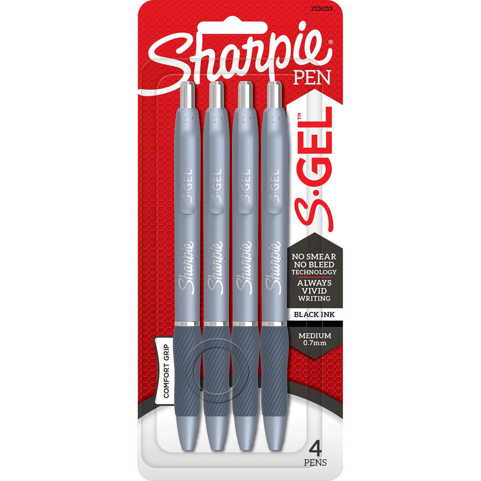 Sharpie S-Gel Pens - 0.7 mm Pen Point - Black Ink - Gel-based - Fashion Blue Barrel - 4 / Pack