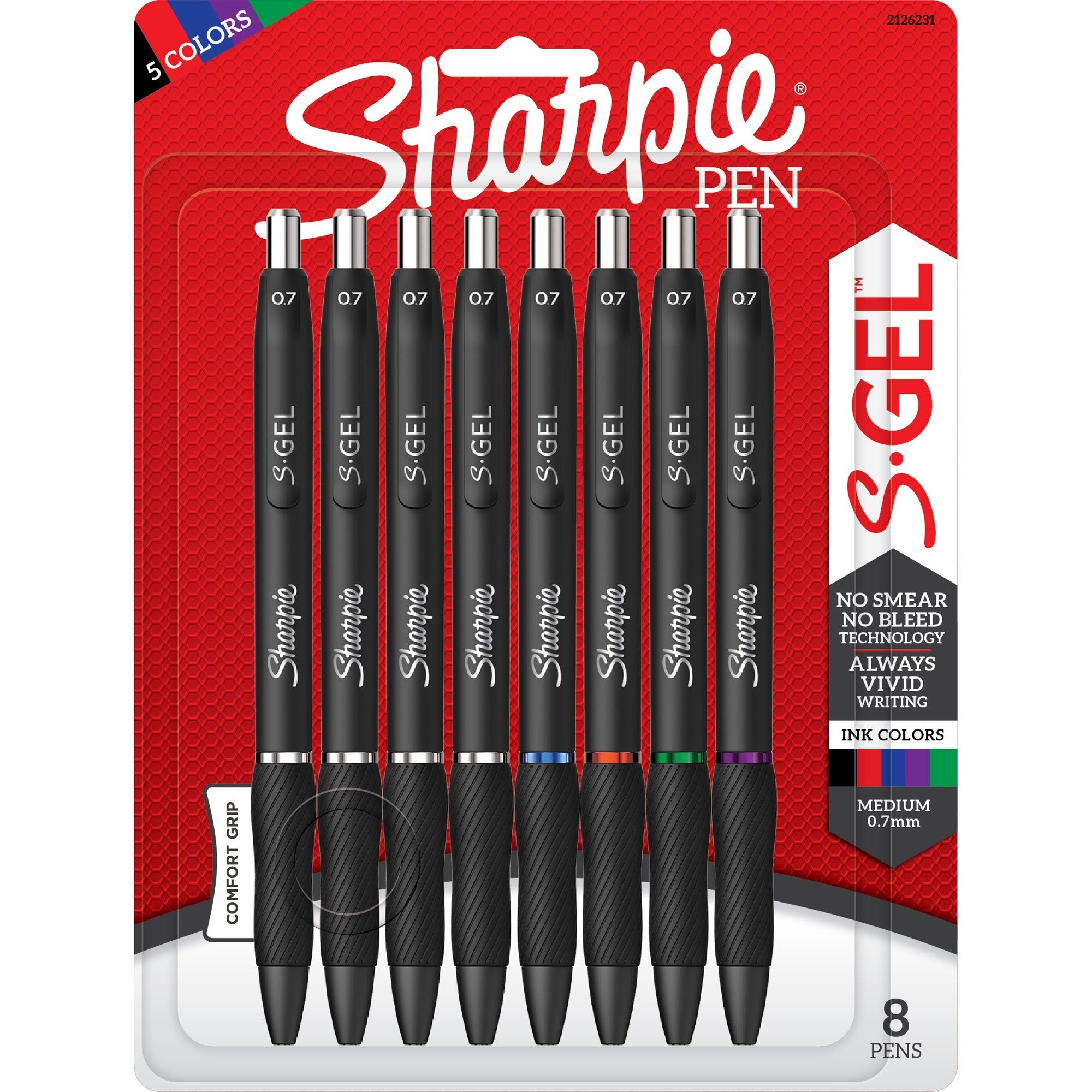 Sharpie S-Gel Pens - 0.7 mm Pen Point - Assorted Ink - Gel-based - 8 / Pack