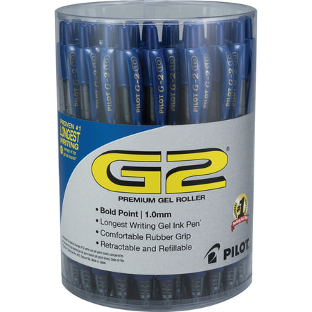G2 1.0mm Gel Pens - 1 mm Bold Pen Point - Refillable - Retractable - Blue Ink - Gel-based - Clear Barrel - 36 / Pack