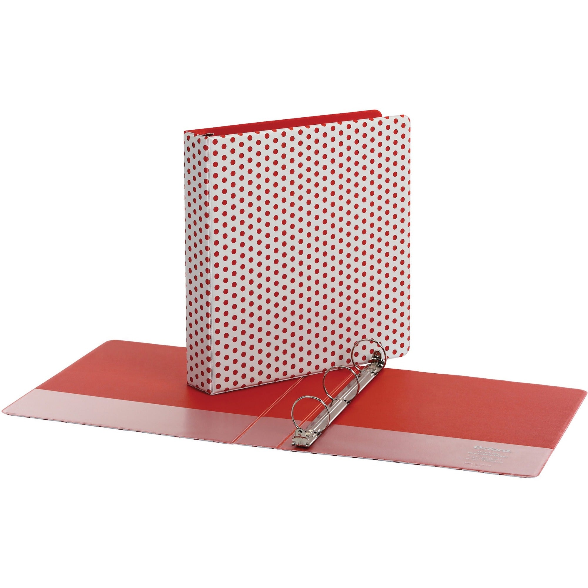 Oxford 1-1/2" Back-mounted Round Ring Binder - 1 1/2" Binder Capacity - 350 Sheet Capacity - Fastener(s): Round Ring - Pocket(s): 2, Internal - Red - 1 Each