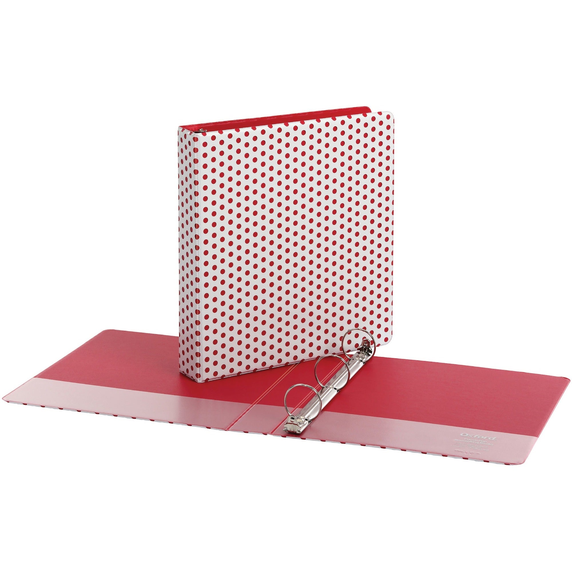 Oxford 1-1/2" Back-mounted Round Ring Binder - 1 1/2" Binder Capacity - 350 Sheet Capacity - Fastener(s): Round Ring - Pocket(s): 2, Internal - Red - 1 Each