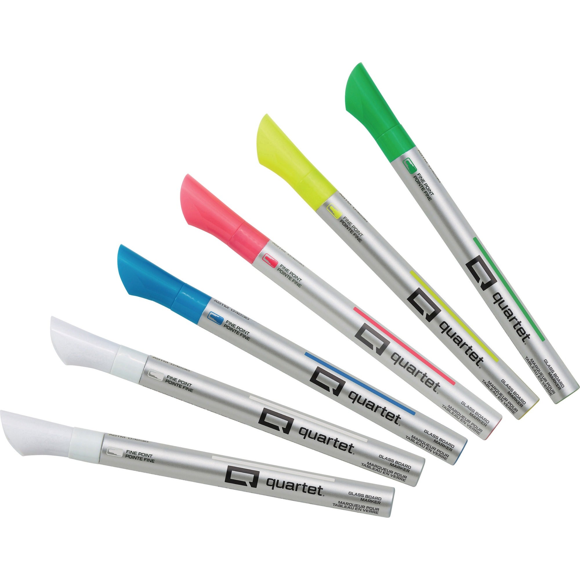 Quartet Glass Board Fine Tip Neon Markers - Fine Marker Point - Assorted Neon Ink - Liquid - 6 / Pack