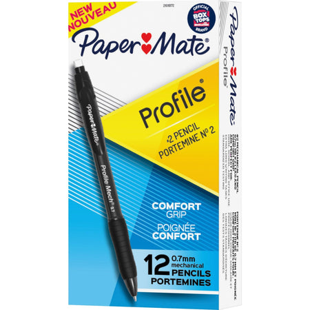 Paper Mate Profile Mechanical Pencils - 0.7 mm Black Lead - Refillable - Black Barrel - 12 / Box