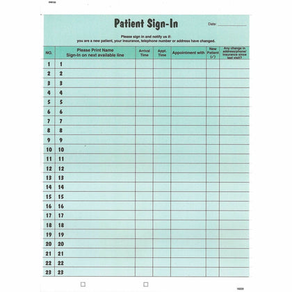 Tabbies Patient Sign-In Label Forms - 125-Pack Green Letter Size - Medical Labels