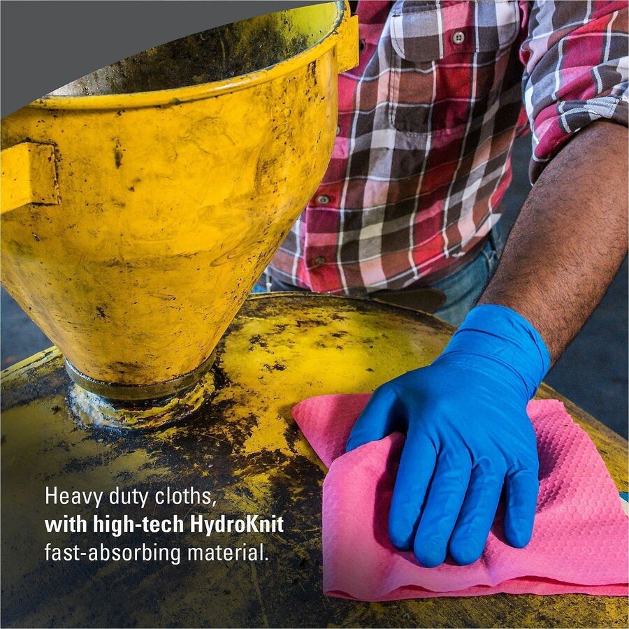 Wypall Power Clean X80 Heavy Duty Cloths - 16.80" Length x 8.34" Width - Absorbent, Durable, Reusable, Foldable, Contaminant-free, Durable - Red - 80/Box - 5 / Carton