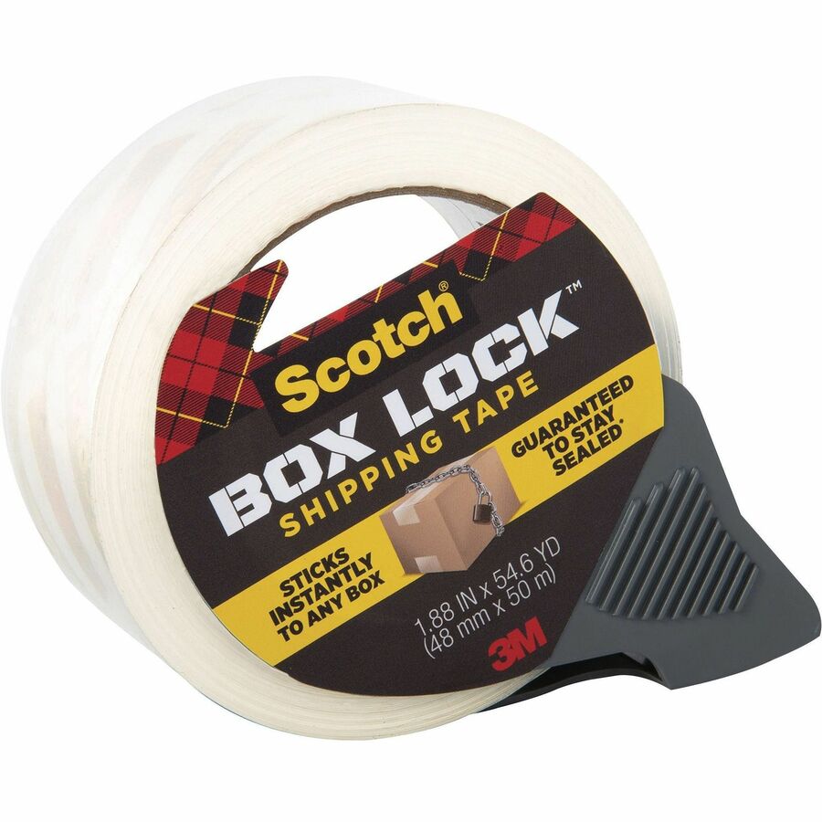 Scotch Box Lock Packaging Tape - 54.60 yd Length x 1.88" Width - Clear - Dispenser Included - 1 Roll