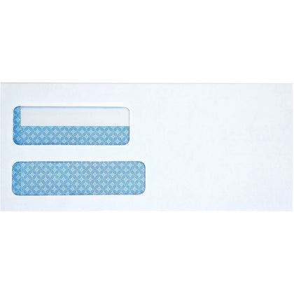 Business Source Double Window #10 Envelopes - Self-sealing - White - 500/Box