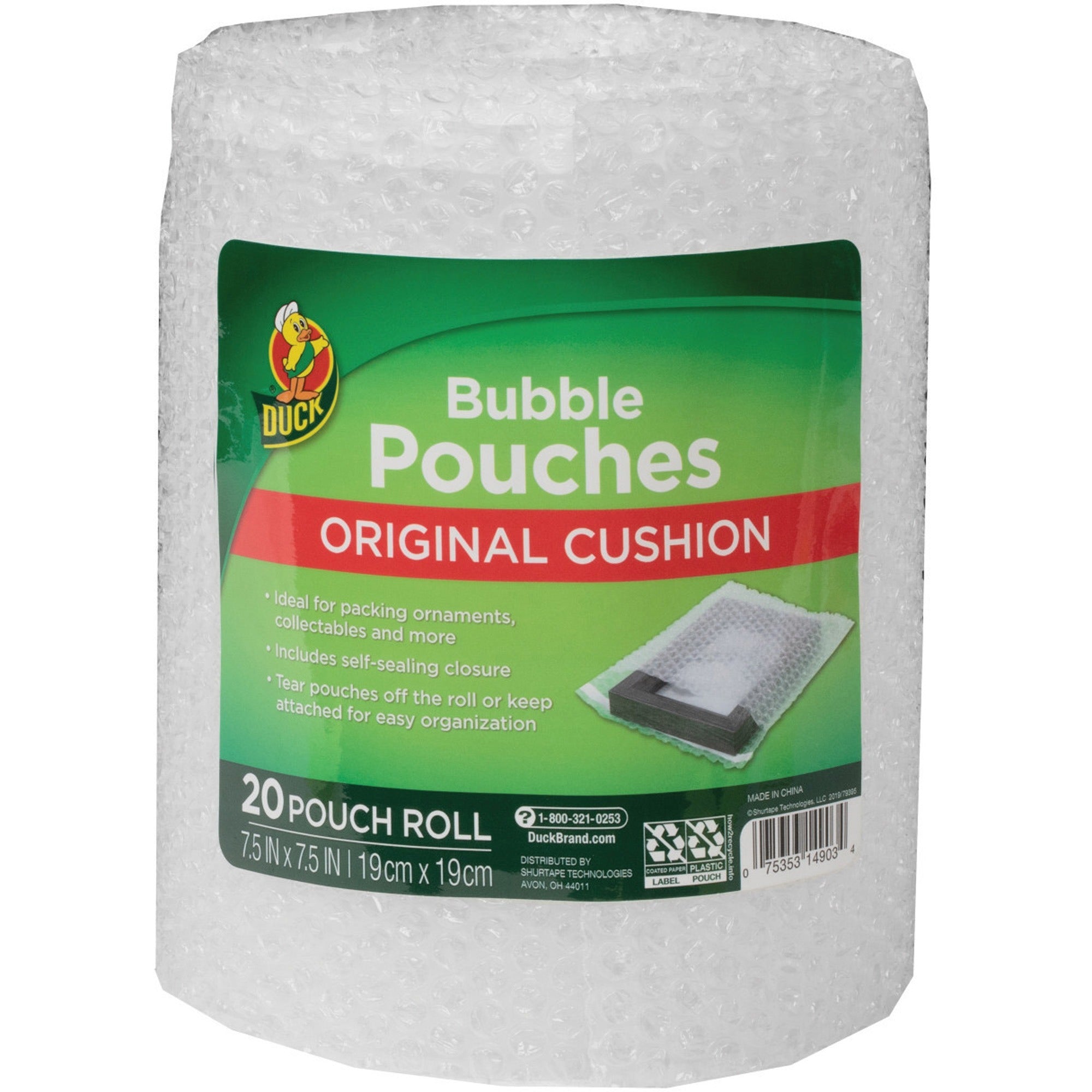 Duck Bubble Pouch Mailers - 7.50" Width - Self-sealing, Moisture Proof, Easy to Use - Clear - 20 / Pack