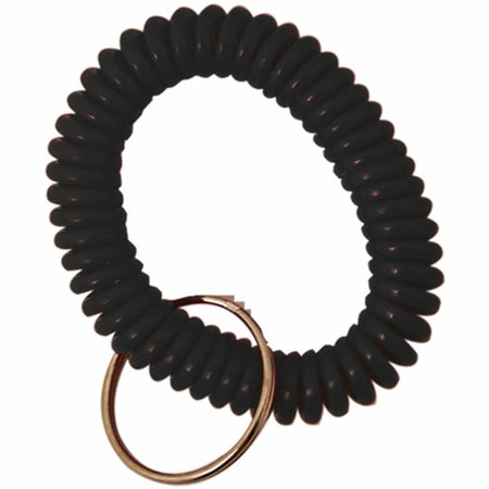 Sparco Split Ring Wrist Coil Key Holders - 2.1" Height x 2.1" Width x 2.4" Length - Black - 6 / Pack