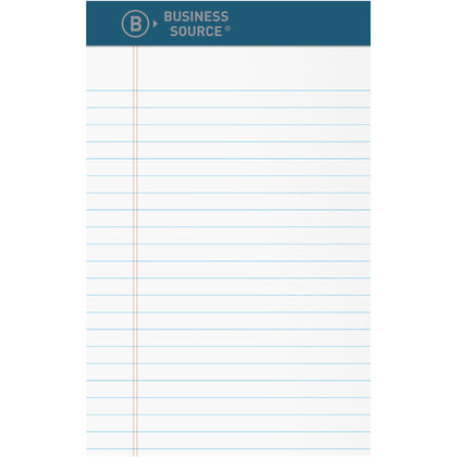 Business Source Premium Writing Pad - 5x8 White Paper - Tear Proof Sturdy Back - 1 Dozen - Letter Legal & Jr. Pads