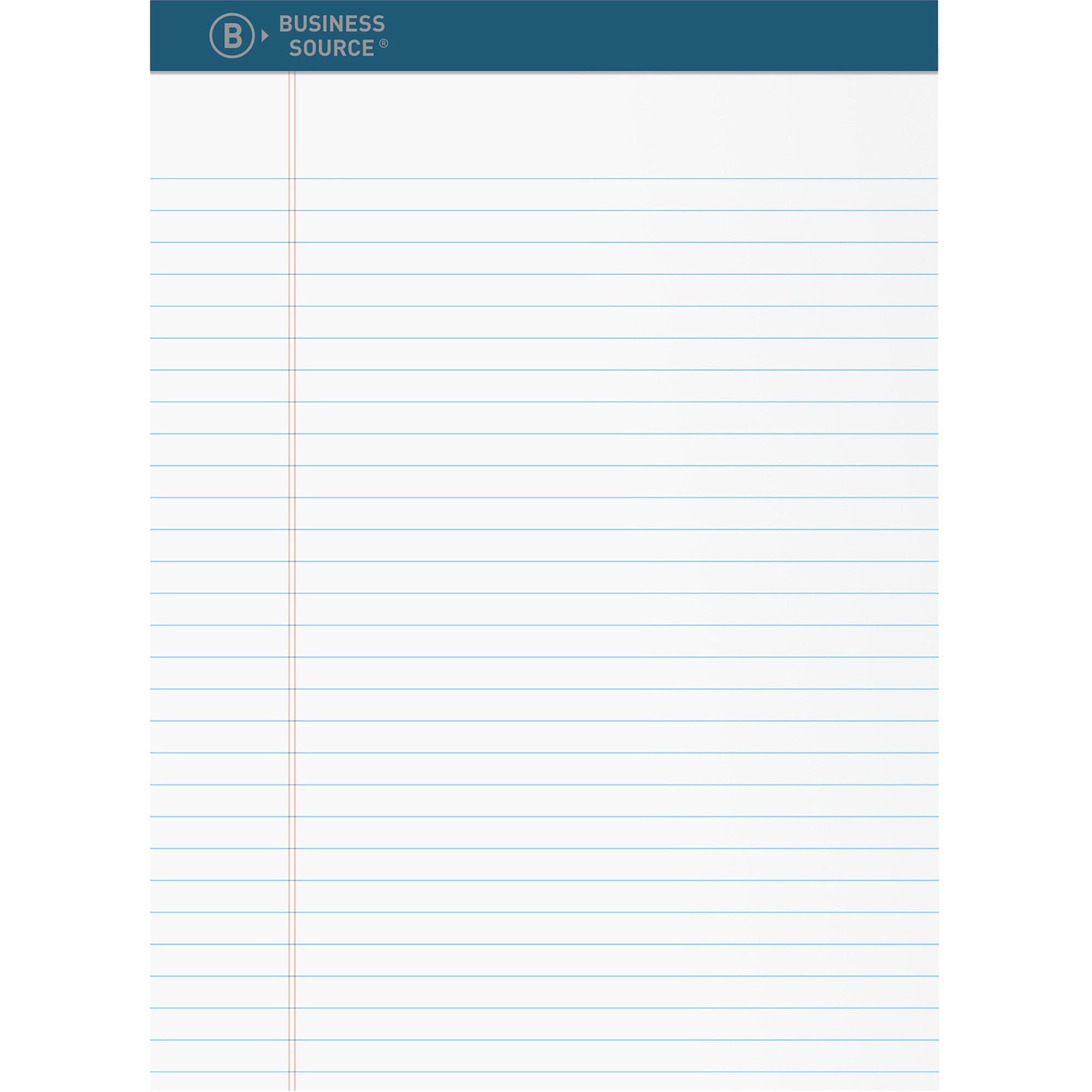 Business Source Premium Writing Pad - 50 Sheets - 0.20" Height x 8.5" Width x 11.8" Length - White Paper - Tear Proof, Sturdy Back, Bleed-free - 1 Dozen
